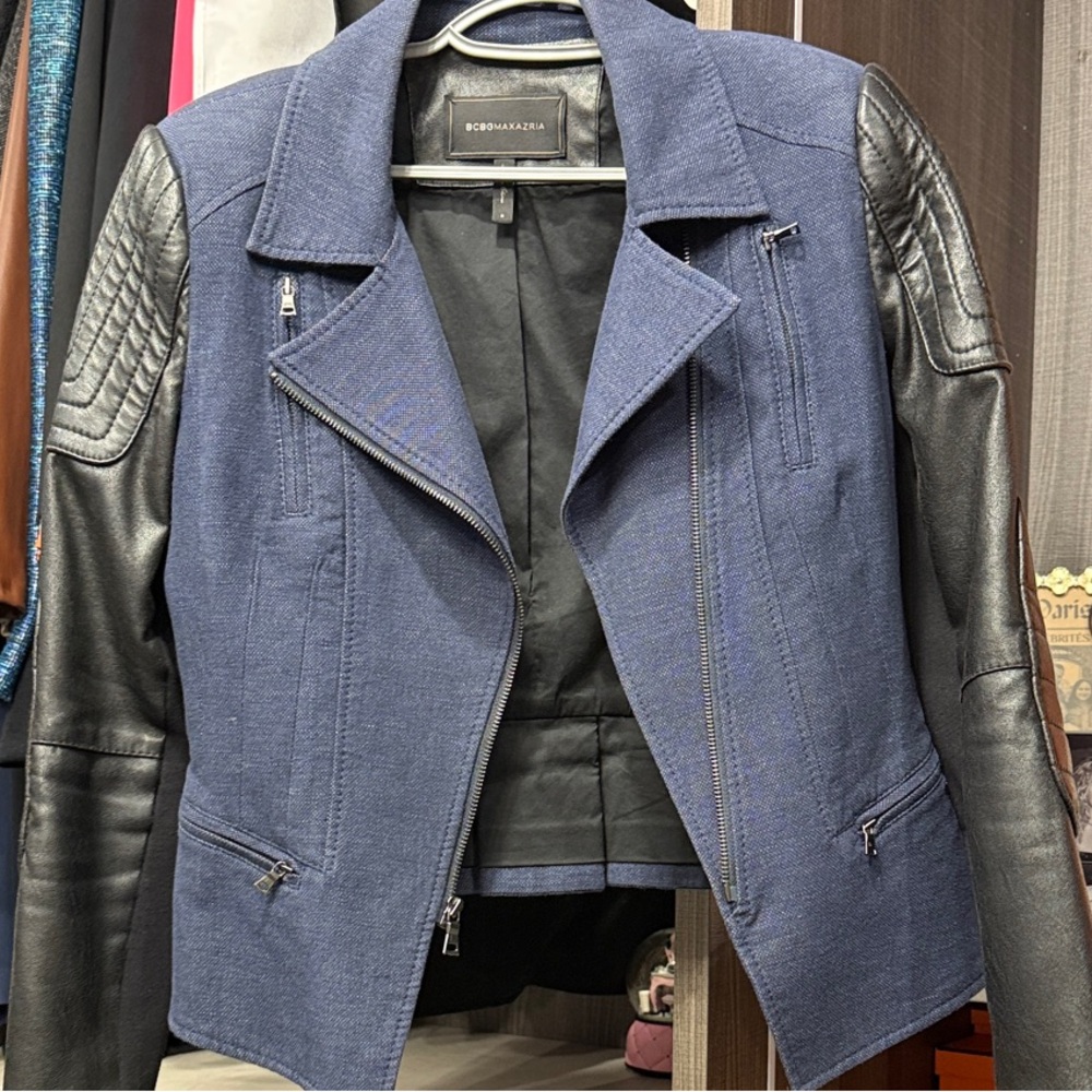 BCBGMaxAzria Two-Tone Leather Jacket